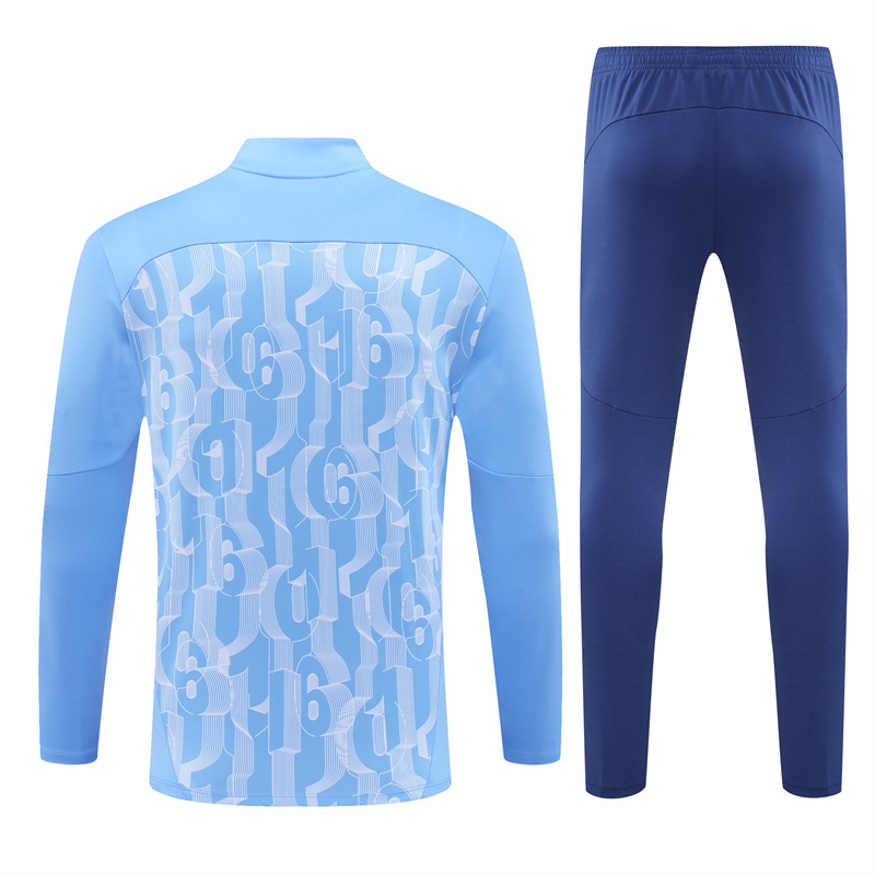 24-25 Man City camo light blue half zipper training tracksuit