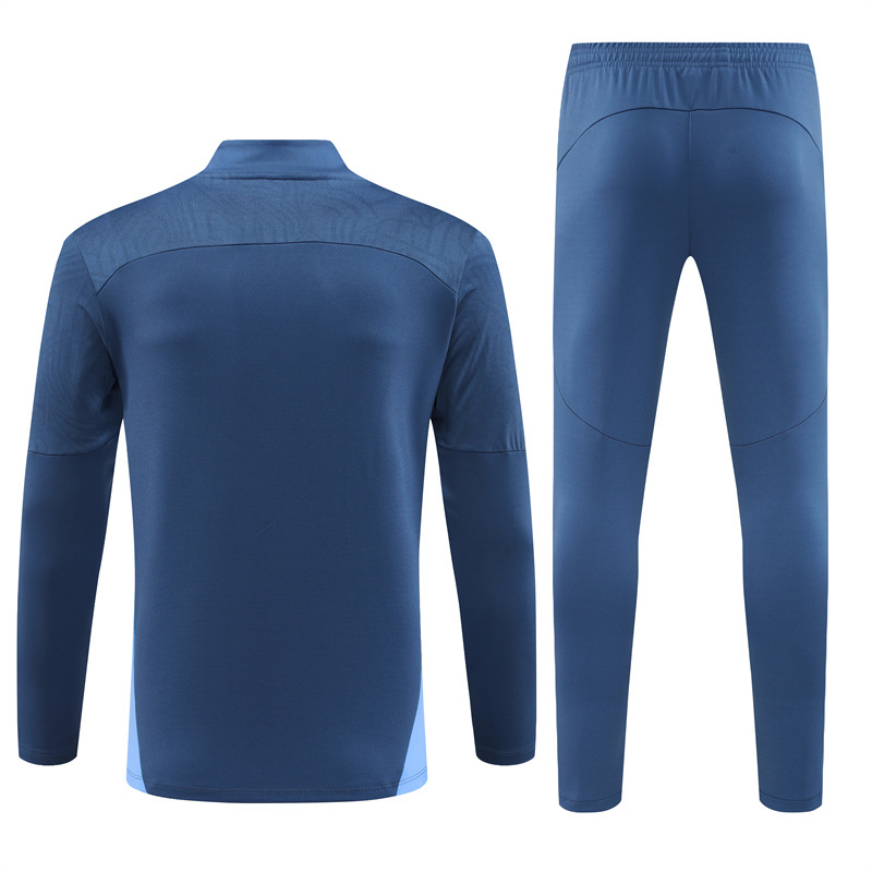 24-25 Man City navy blue with light blue stripe half zipper training tracksuit