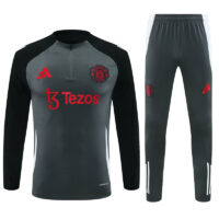 005-156 24-25 Manud dark gray with black arm half zipper training tracksuit
