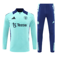 24-25 Manud light blue with navy blue half zipper training tracksuit