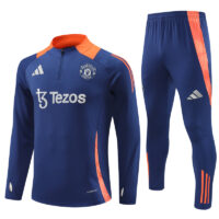 24-25 Manud navy blue with orange half zipper training tracksuit
