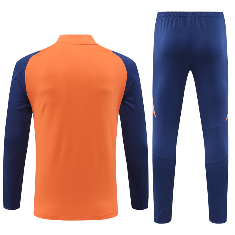 005-160 24-25 Manud orange with navy blue half zipper training tracksuit
