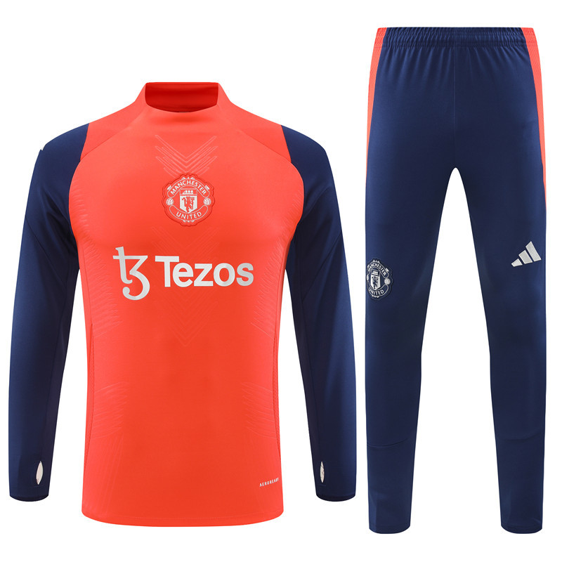 005-161 24-25 Manud orange with navy blue pullover training tracksuit
