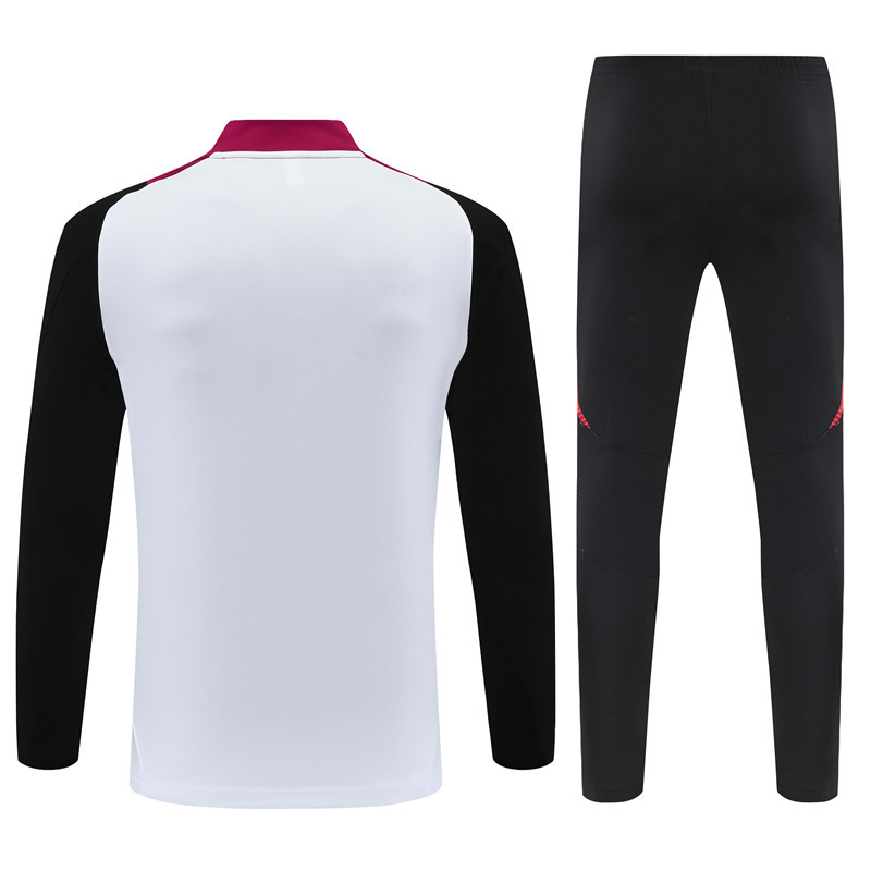 005-163 24-25 Manud white with red and black stripe half zipper sweater tracksuit