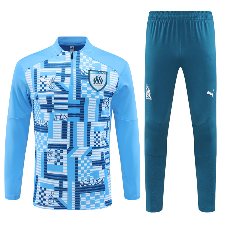 24-25 Marseille camo light blue half zipper training tracksuit