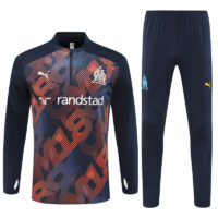 24-25 Marseille navy blue with orange half zipper training tracksuit