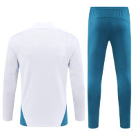 24-25 Marseille white with lake green stripe half zipper training tracksuit