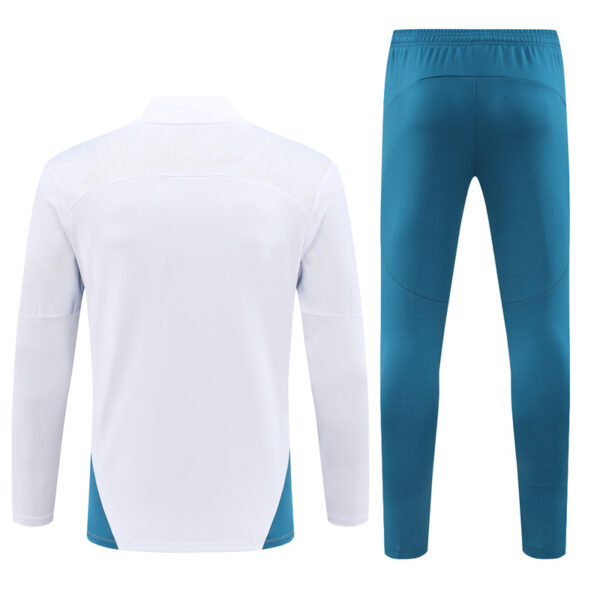 24-25 Marseille white with lake green stripe half zipper training tracksuit - Image 5