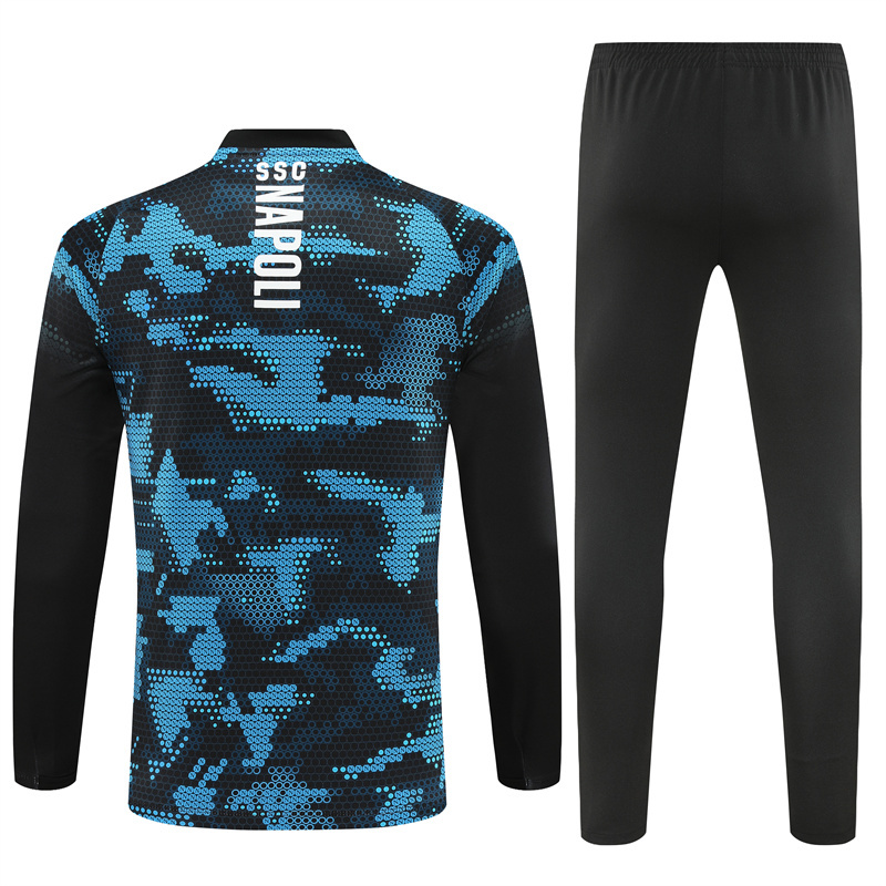 24-25 Napoli black with blue half zipper training tracksuit