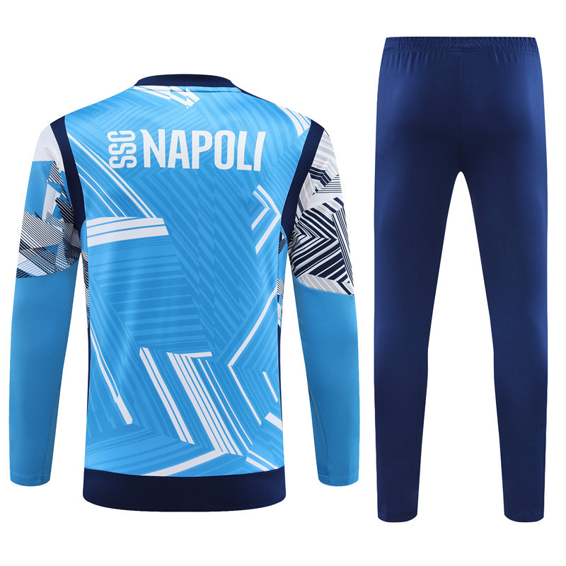 24-25 Napoli light blue with navy blue half zipper training tracksuit