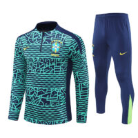 005-18 24-25 Brazil camouflage lake blue half zipper training tracksuit