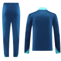 24-25 Portugal navy blue with lake blue half zipper training tracksuit