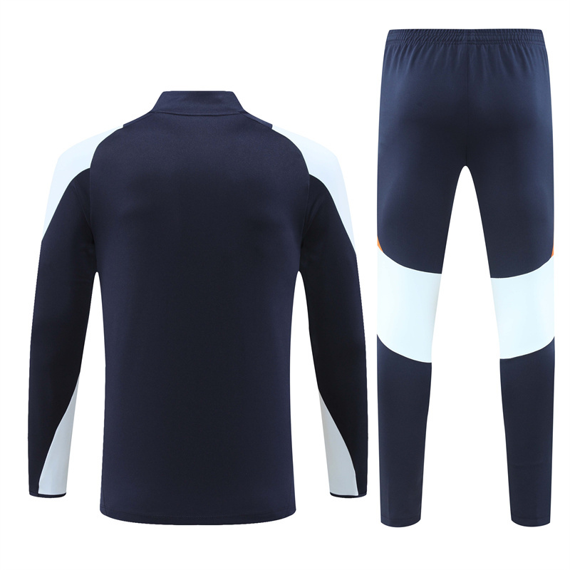 24-25 Real Madrid navy blue with light blue half zipper training tracksuit
