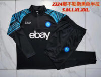 005-19 B757# 23-24 Napoli black with blue half zipper sweater tracksuit