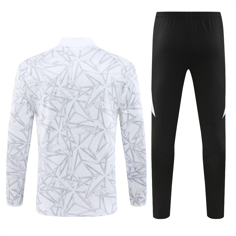 24-25 Real Madrid white with gray half zipper training tracksuit