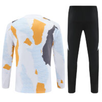 24-25 Real Madrid white with yellow and gray stripe half zipper sweater tracksuit
