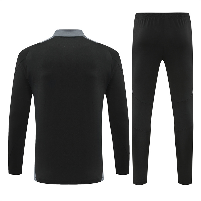 24-25 Riyadh black with gray stripe half zipper sweater tracksuit
