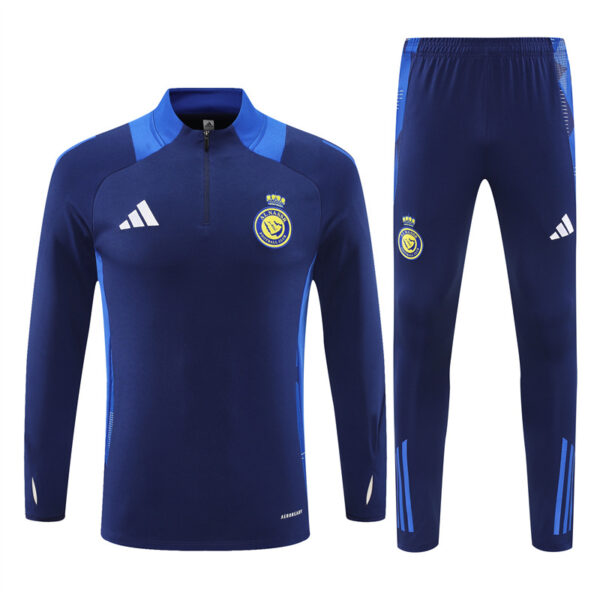 24-25 Riyadh navy blue stripe half zipper sweater tracksuit - Image 5