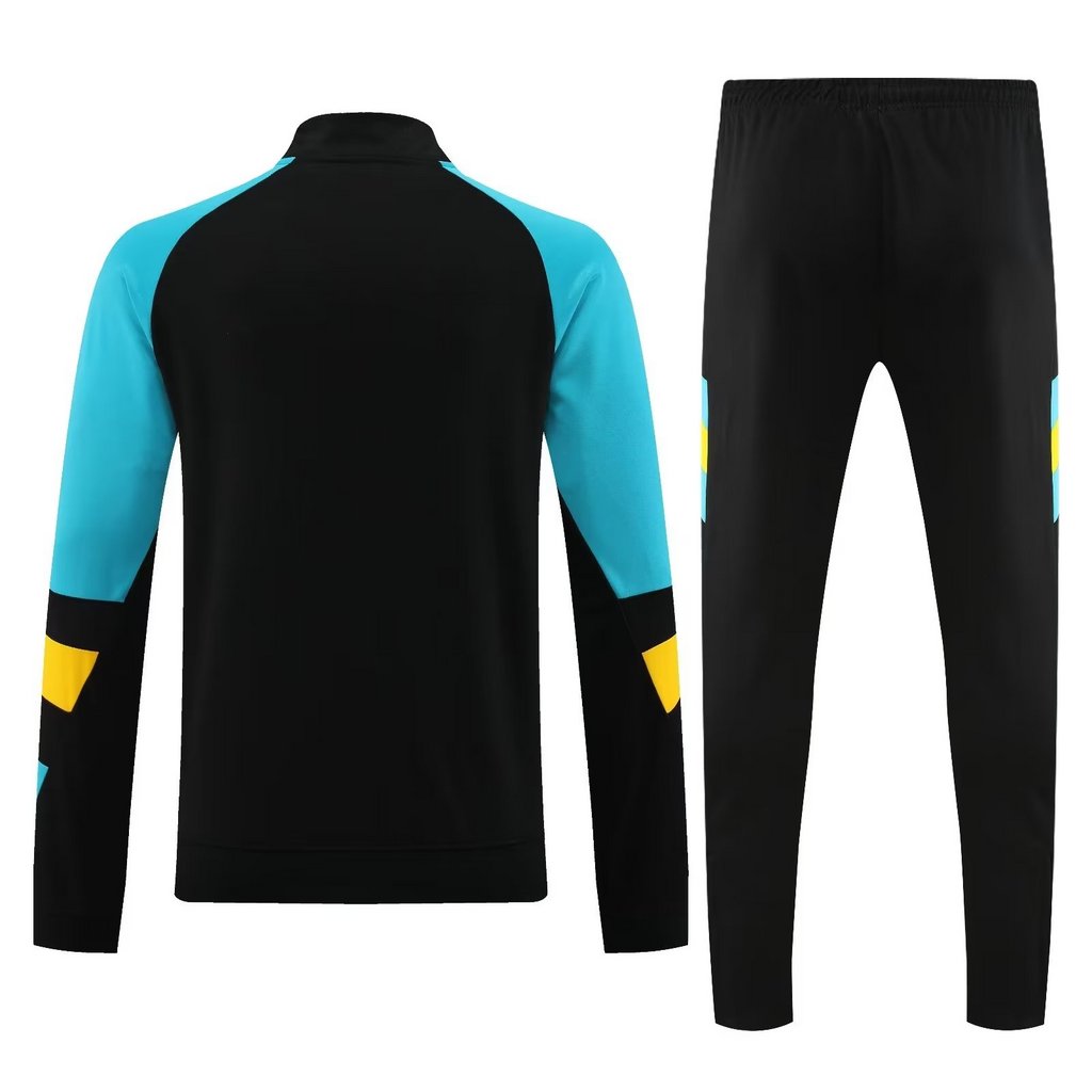 23-24 Bayern black with blue half zipper sweater tracksuit
