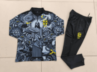 Brazil jesus special version black half zipper training tracksuit