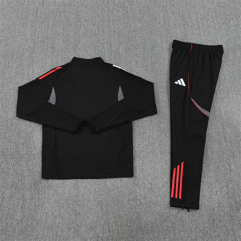 005-202 25-26 Ajax black with gray stripe half zipper sweater tracksuit