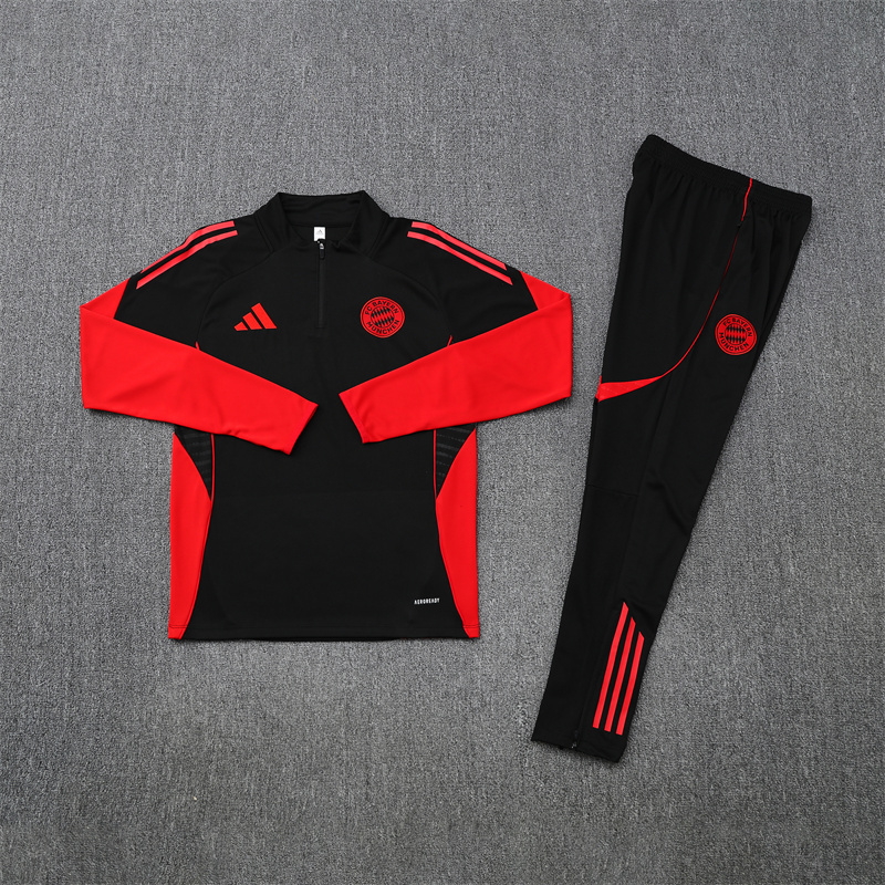 25-26 Bayern black with red half zipper sweater tracksuit