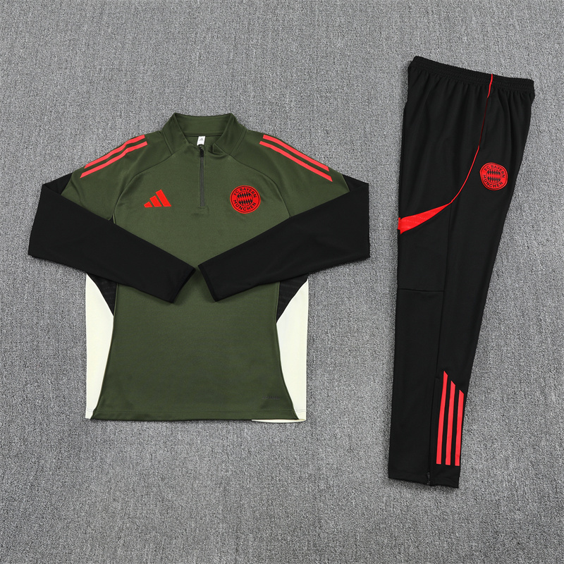 25-26 Bayern green with black half zipper sweater tracksuit