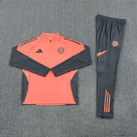 25-26 Bayern orange with gray stripe half zipper sweater tracksuit