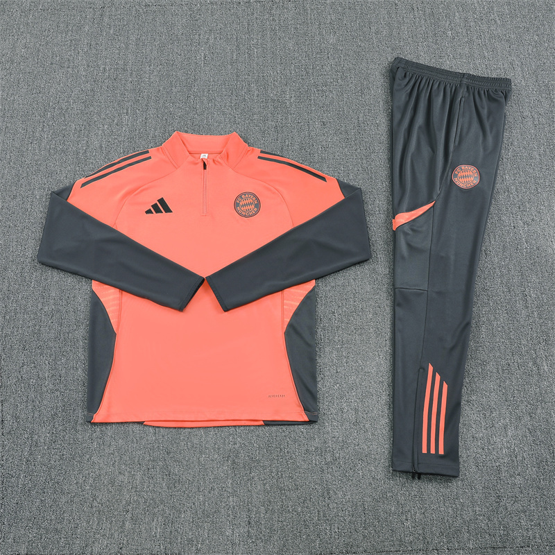 25-26 Bayern orange with gray stripe half zipper sweater tracksuit