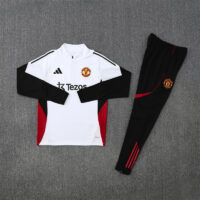 25-26 Manud white with black and red stripe half zipper sweater tracksuit