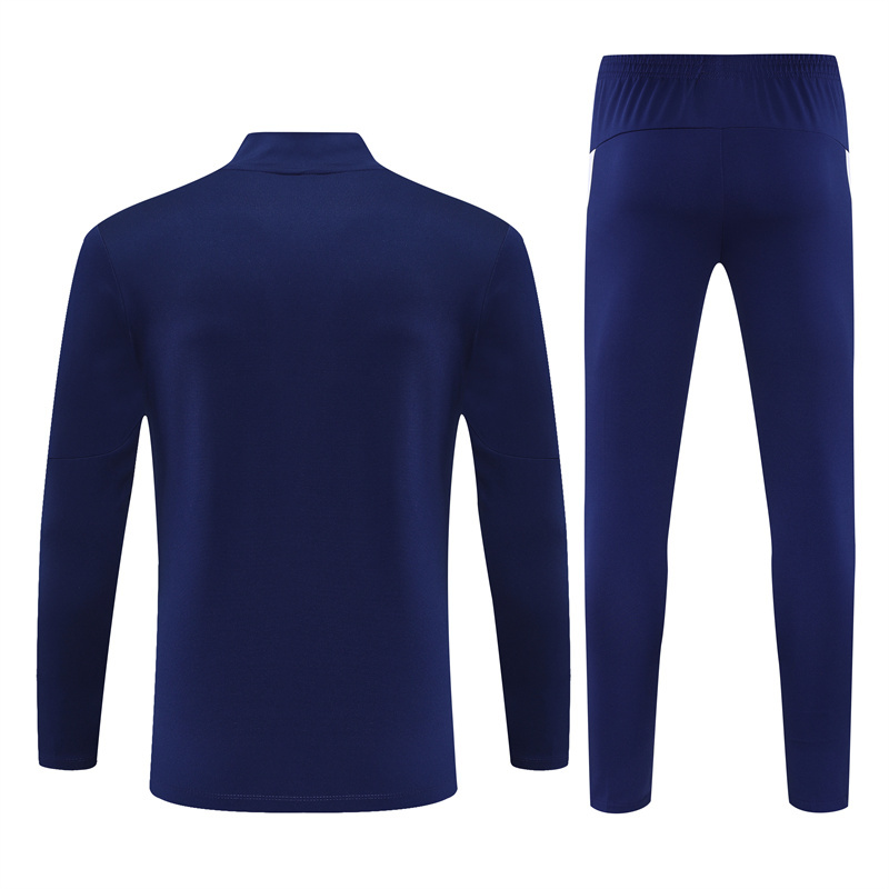 25-26 Portugal navy blue with white half zipper sweater tracksuit