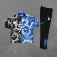 25-26 Real Madrid black and blue dragon version half zipper sweater tracksuit