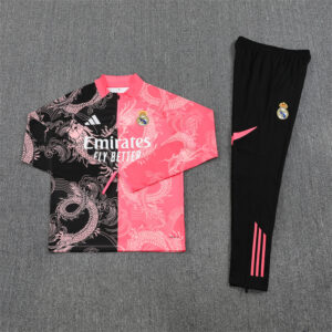 25-26 Real Madrid black and pink dragon version half zipper sweater tracksuit - Image 5
