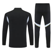 25-26 Real Madrid black with white stripe half zipper sweater tracksuit