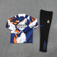 25-26 Real Madrid camo yellow, white and blue half zipper sweater tracksuit
