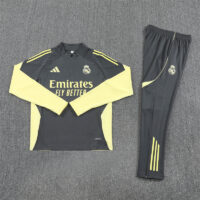 25-26 Real Madrid dark gray with green half zipper sweater tracksuit