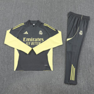 25-26 Real Madrid dark gray with green half zipper sweater tracksuit - Image 5