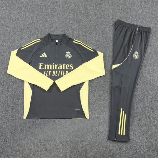 25-26 Real Madrid dark gray with green half zipper sweater tracksuit - Image 5