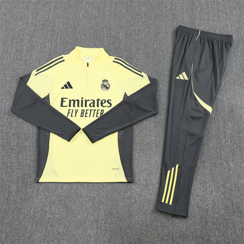 25-26 Real Madrid green with dark gray half zipper sweater tracksuit