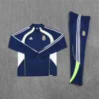 25-26 Real Madrid navy blue with white stripe half zipper sweater tracksuit