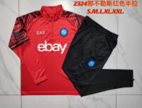 B765# 23-24 Napoli red with black half zipper sweater tracksuit