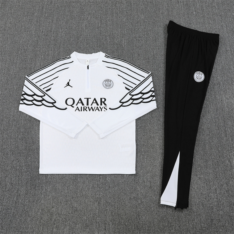 CL version 25-26 PS G Jrdan white with black stripe half zipper sweater tracksuit