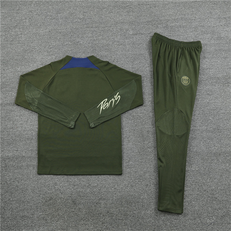 Fans version 23-24 PS G Jrdan army green half zipper sweater tracksuit