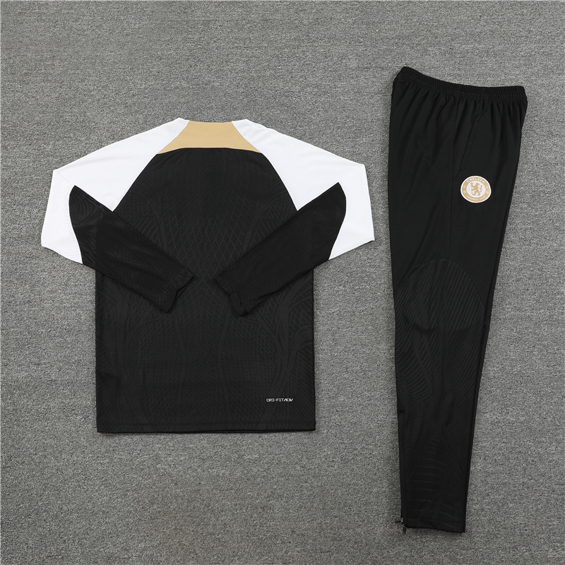 Player version 23-24 Chelsea black with white half zipper training tracksuit