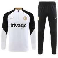 Player version 23-24 Chelsea white with black half zipper training tracksuit