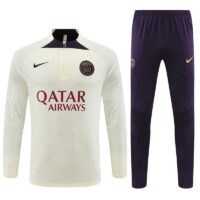 Player version 23-24 PS G beige with purple half zipper sweater tracksuit