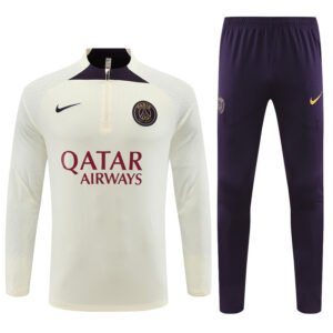 Player version 23-24 PS G beige with purple half zipper sweater tracksuit - Image 5