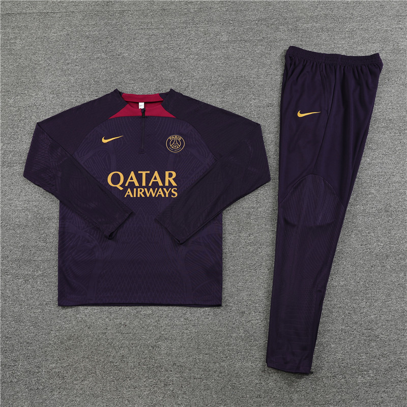 Player version 23-24 PS G purple half zipper sweater tracksuit