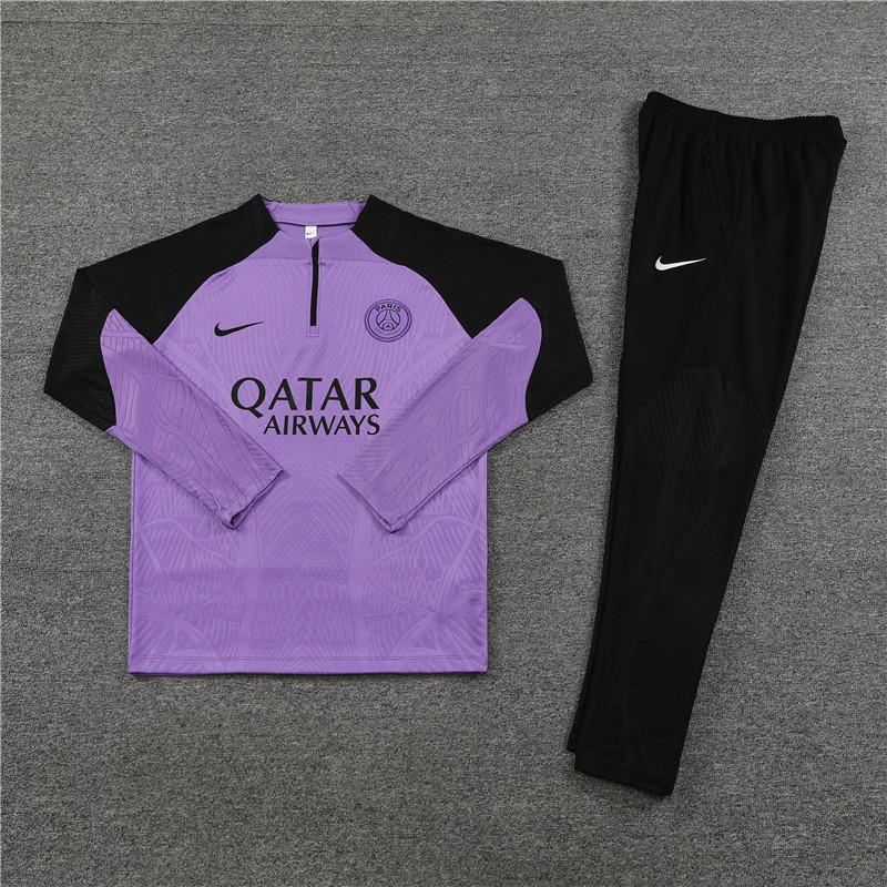Player version 23-24 PS G purple with black half zipper sweater tracksuit