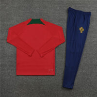 Player version 23-24 Portugal red with green half zipper sweater tracksuit
